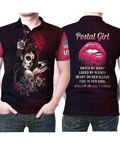 Postal Girl Hated By Many Loved By Many Loved By Plenty Heart On Her Sleeve 3D All Over Print Polo Shirt with