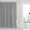 Premium FABRIC SHOWER CURTAIN | Geometric Gray Black Linen Print | Casual Contemporary Lifestyle Neutral Minimalist