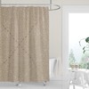 Premium FABRIC SHOWER CURTAIN | Geometric Tan Black Linen Print | Casual Contemporary Lifestyle Neutral Minimalist