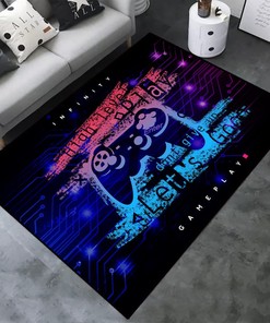 Premium Video Game Area Rug - 3D Printed Living Room Mat with Game Controller PatternNon-Slip Polyester Decor