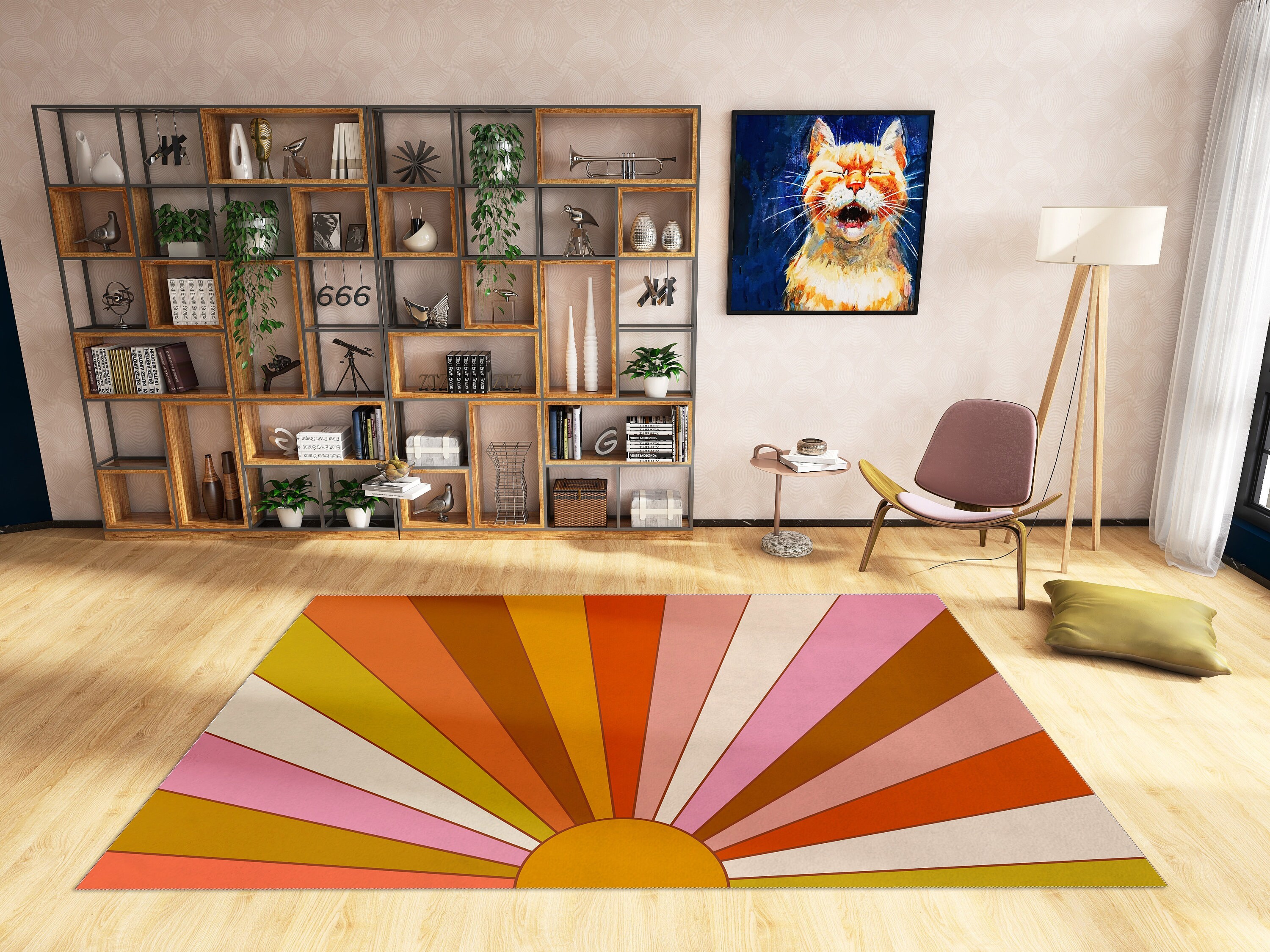 Preppy Groovy Trippy Sun Rug for Cute Y2K 70s Style Cool Home Decor - Image 2