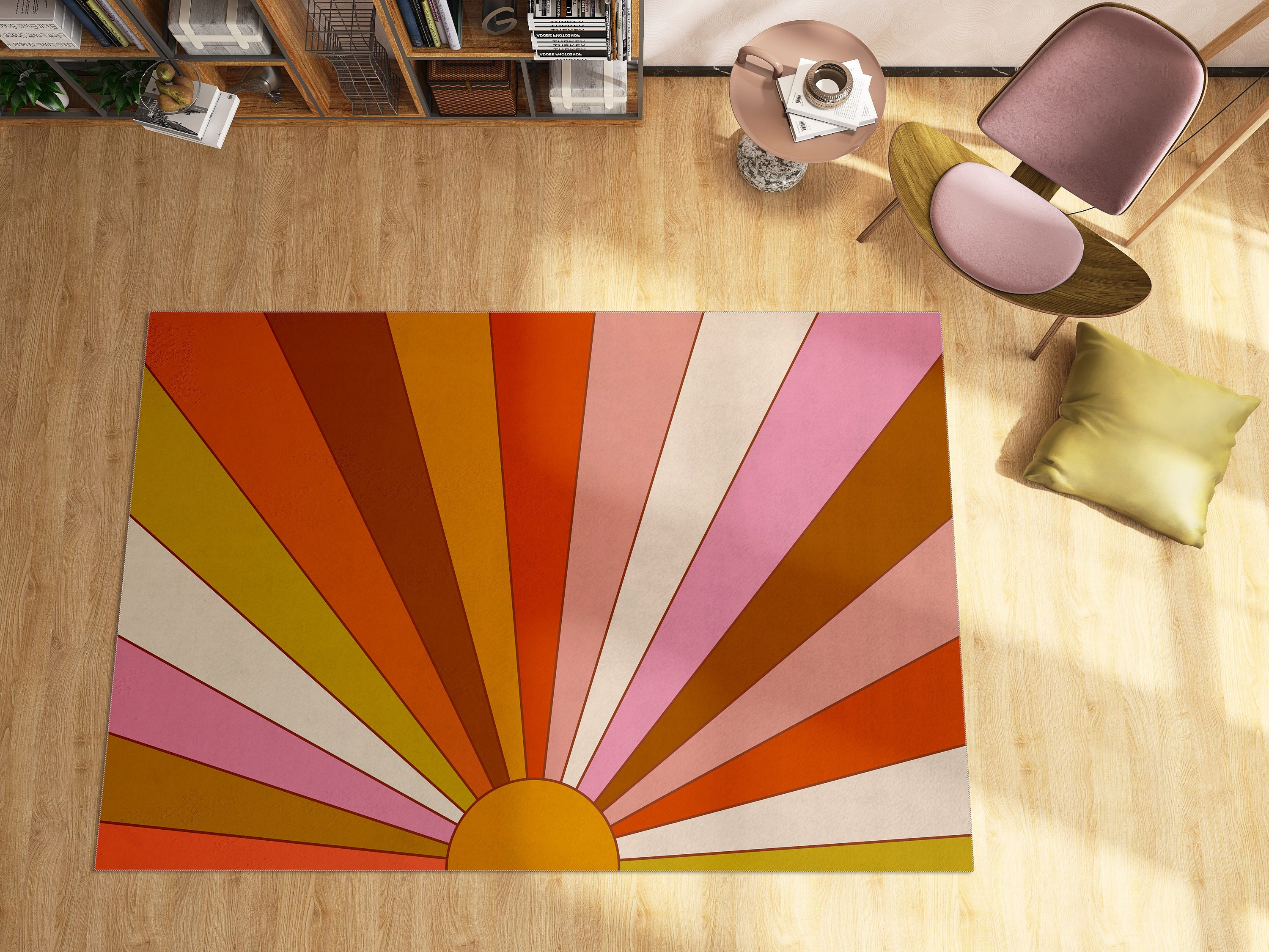 Preppy Groovy Trippy Sun Rug for Cute Y2K 70s Style Cool Home Decor - Image 3