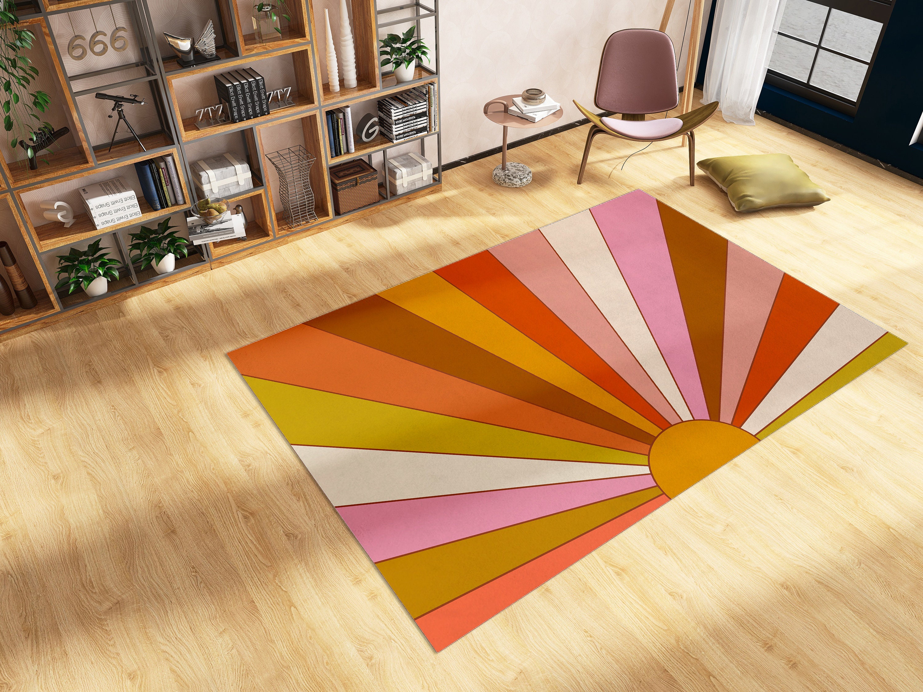 Preppy Groovy Trippy Sun Rug for Cute Y2K 70s Style Cool Home Decor - Image 4