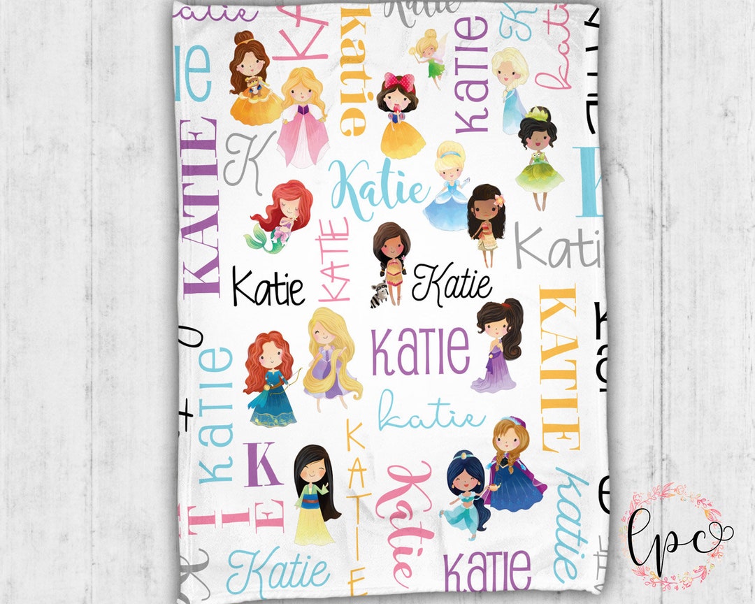 Princess Baby Blanket - Personalized Disney Blanket with Custom Princess Name for Girls