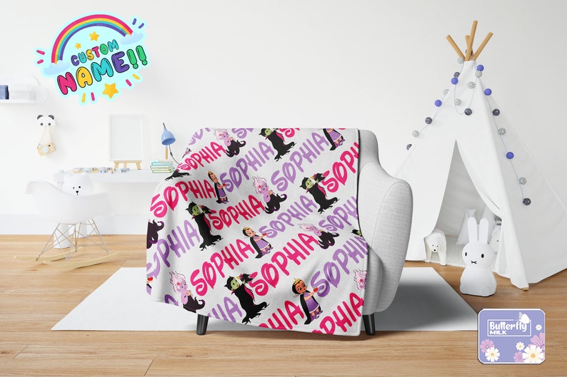 Princess Characters Custom Name Blanket - Perfect Gift for Kids - Image 3