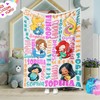Princess Characters Custom Name Blanket - Perfect for Girls' Bedroom Decor