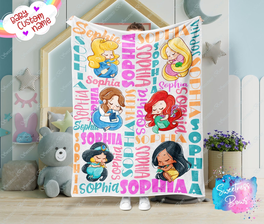 Princess Characters Custom Name Blanket - Perfect for Girls' Bedroom Decor