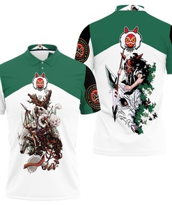 Princess Mononoke Beautiful Girl San Moro-no-kimi Wolf Kodama Spirit 3D All Over Print Polo Shirt with All Over Print