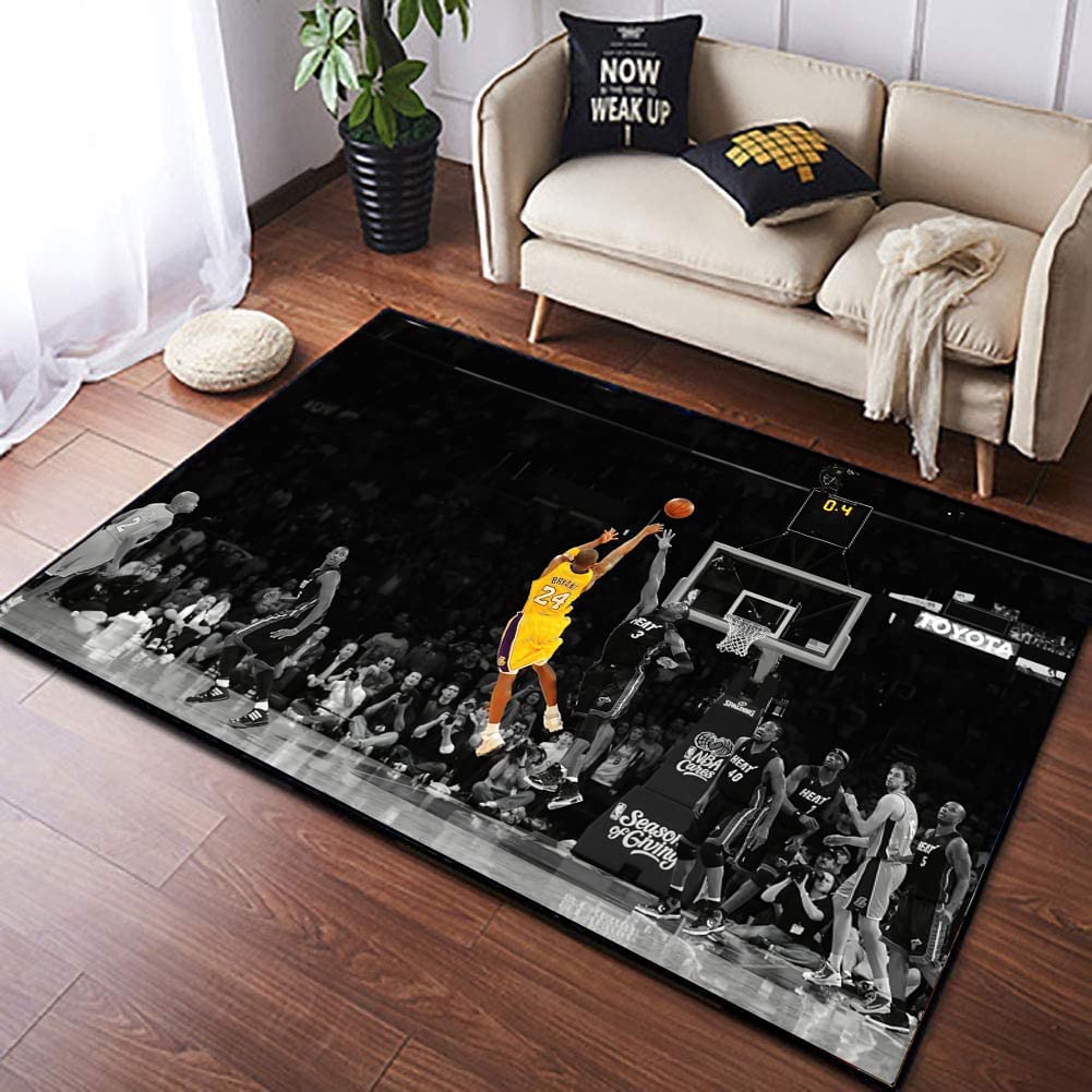 Printed Basketball Area Rug - Non Slip, Perfect for Teen Boys Bedroom, Living Room