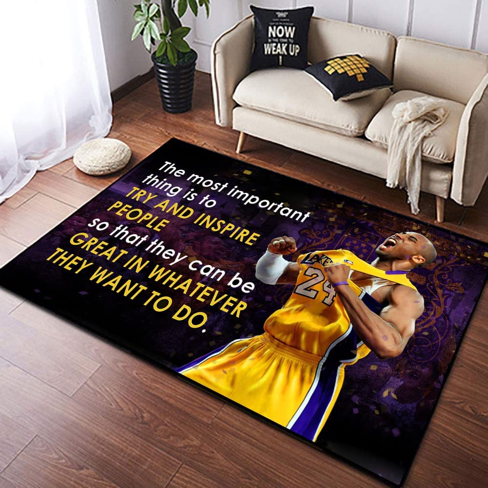 Printed Basketball Area Rug - Non-Slip Carpet for Teen Boy's Bedroom or Living Room - Stylish Home Decor and Gift Idea