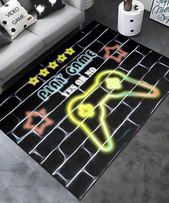 Printed Video Game T-Shirt, Hoodie, and Sweatshirt Area Rugs for Kids' Room, Gamer Mat Carpet for Living Room, Boys' Bedroom Gamepad Gift