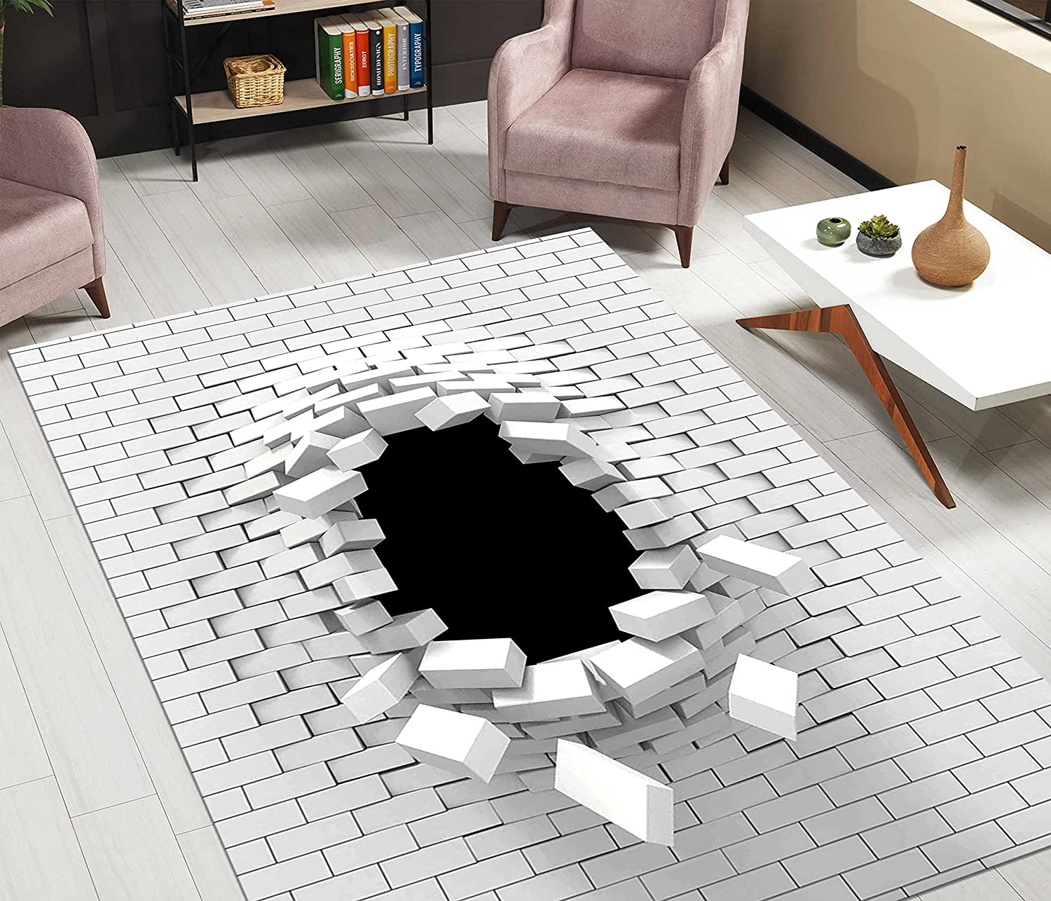 Psychedelic 3D Optical Illusion Area Rug - Soft Modern Home Decoration - Living Room Carpet with 3D Vortex Illusion