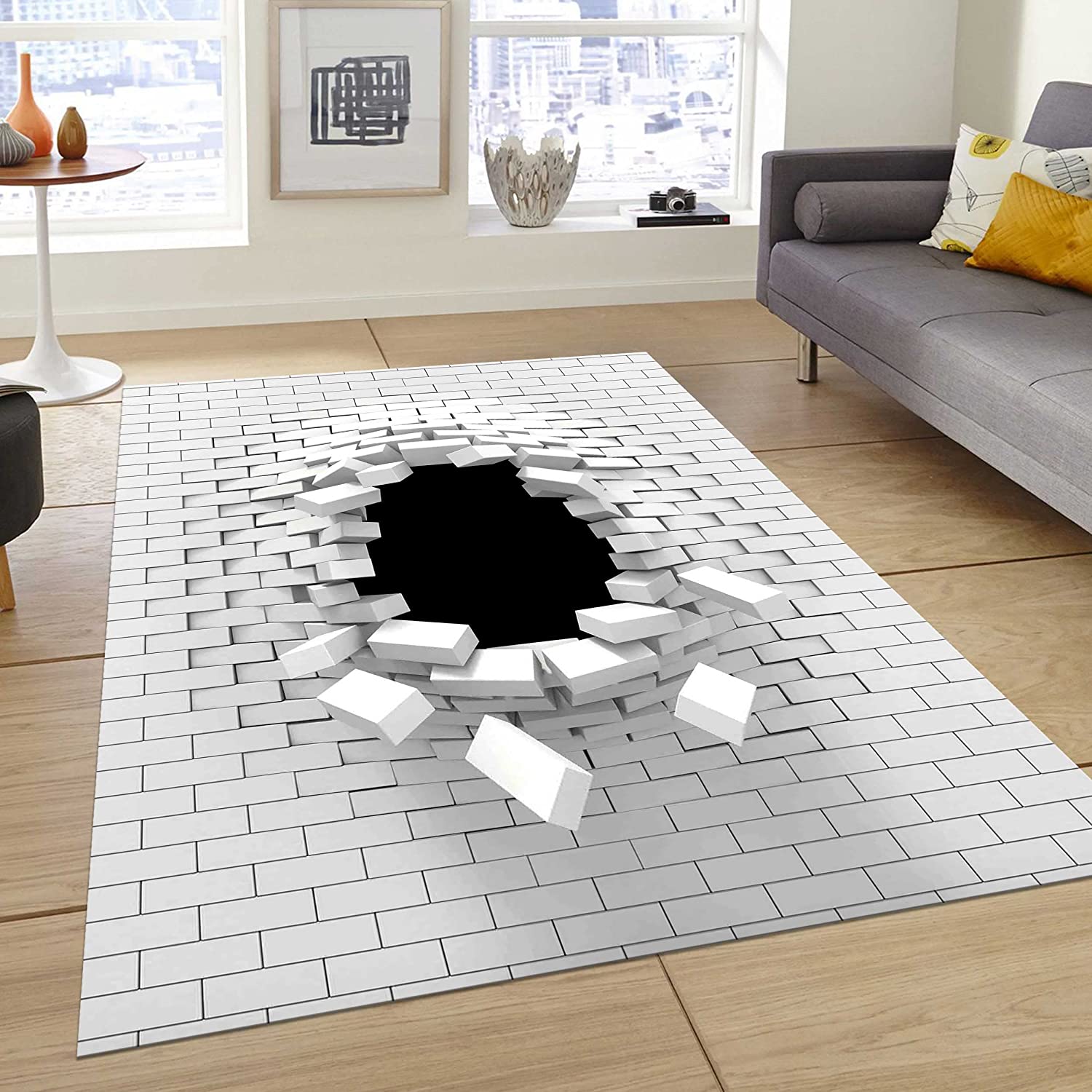 Psychedelic 3D Optical Illusion Area Rug - Soft Modern Home Decoration - Living Room Carpet with 3D Vortex Illusion - Image 2