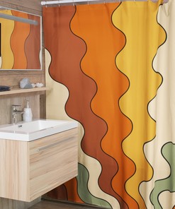 Psychedelic Hippie Shower Curtain, Groovy 60s 70s Bathroom Decor, Retro Tub Accessory