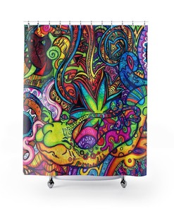 Psychedelic Shower Curtain, Colorful Bathroom Decor, Trippy Bath Art