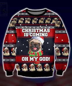Pug Christmas Oh My God Ugly Christmas Sweater 3D All Over Print Polo Shirt with 3D Printed Design