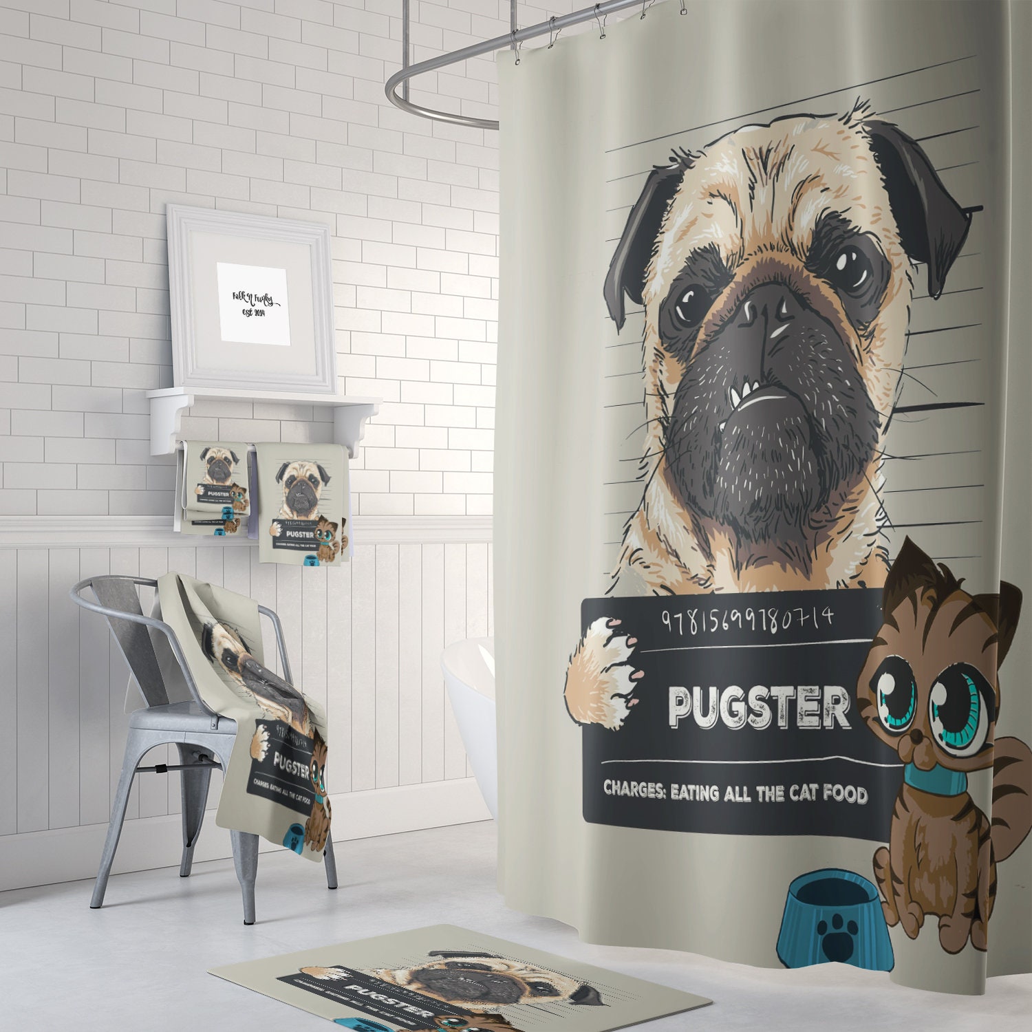 Pug Shower Curtain for a Playful Bathroom Decor - Image 2