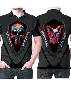 Punisher Skull Heritage Without Hate Eagle 3D Printed All Over Polo Shirt for Men