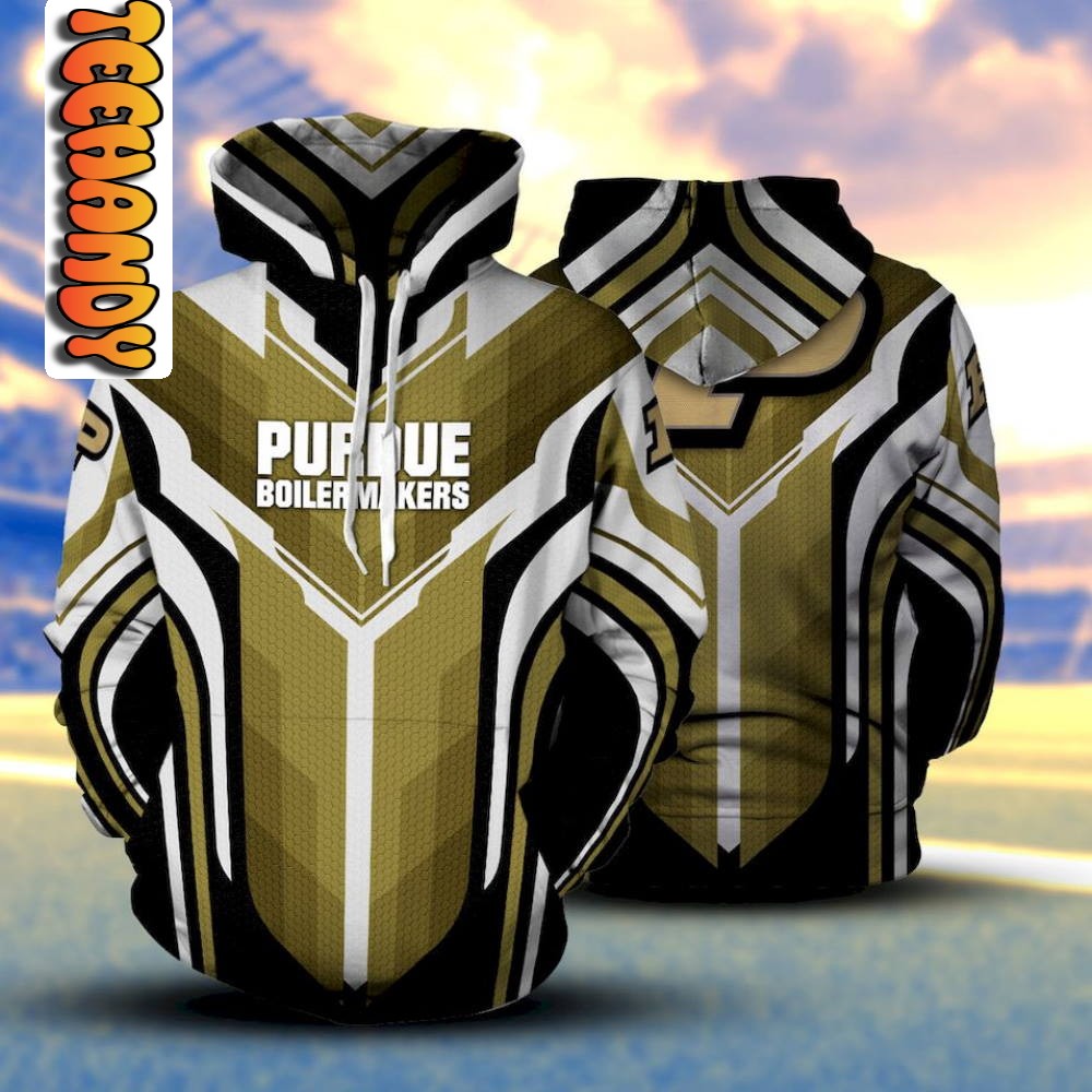 Purdue Boilermakers Football All Over Print 3D Hoodie with Team Logo