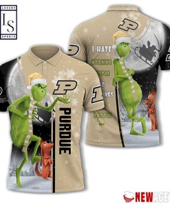 Purdue Boilermakers Grinch Steals Christmas with Personalized Polo T-shirt