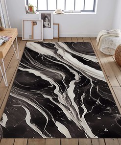 Purple Blue Gold Marble Texture Area Rug - Non-Slip Soft and Comfortable Thick Rug