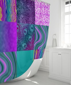 Purple Boho Shower Curtain with Unique Print Design