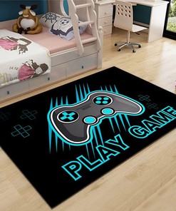Purple Carpet For Boys' Bedroom with 3D Gamerpad Pattern - Non-Slip Polyester Sofa Floor Doormat With T-Shirt, Hoodie, Sweatshirt Fun game room rugs