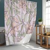 Purple Floral Shower Curtain | Botanical Leaves & White Pear | Fabric Bathroom Curtain Set | Home Bath Decor