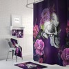 Purple Floral Skull Shower Curtain - Mysterious Bath Curtain with Matching Towels