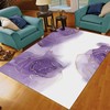 Purple Flowers with Gold Lace Art Deco Rug for Soft Area in Home Decor with Romantic Touch