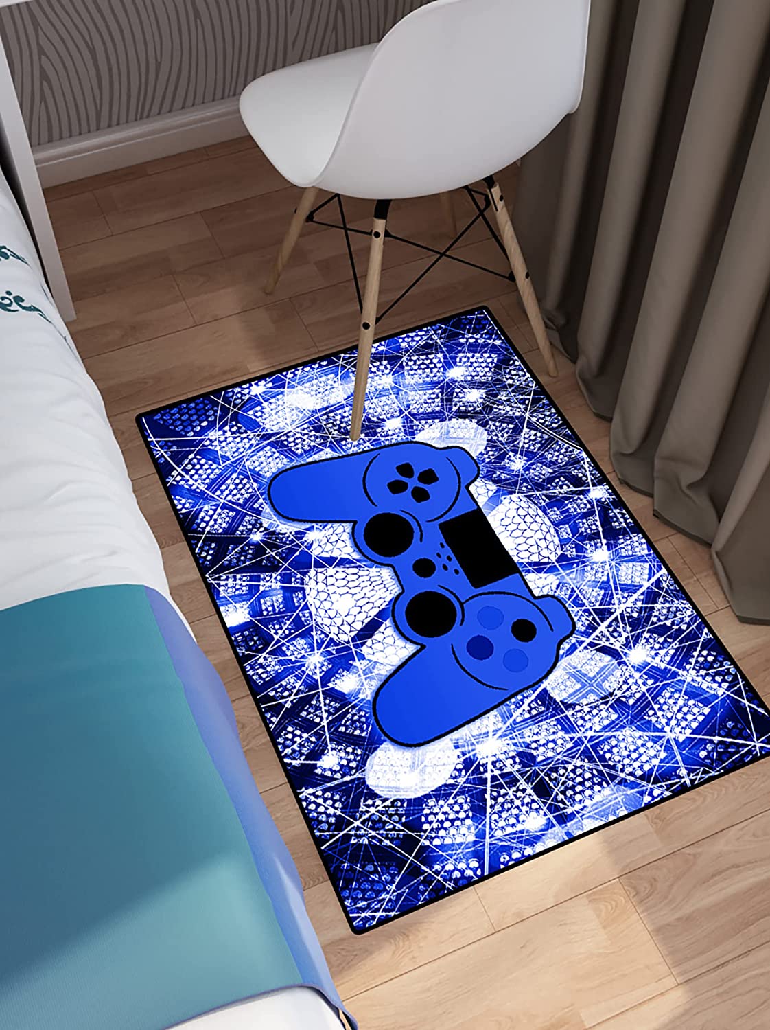 Purple Gamepad Living Room Mat Bedroom Controller Player Gaming Boys with Modern Gamer Carpet Area Rugs