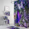 Purple Lavender Butterfly Shower Curtain with Optional Towels