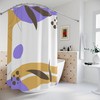Purple Leaves and Sunset Abstract Art Shower Curtain, Tropical Contemporary Minimal Curtain Design for Bathroom Decor