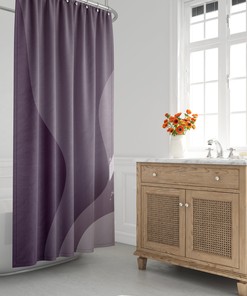 Purple Minimalist Ombre Wavy Scandinavian Abstract Shower Curtain - Mid Century Modern and Contemporary Decor