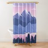Purple Mountain Shower Curtain | Landscape Scenic Pink Fabric, Bathroom Curtain and Mat | Home Bathroom Set Decor