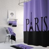 Purple Paris Eiffel Tower Shower Curtain with Optional Bathroom Set for a Romantic Bathroom Decor