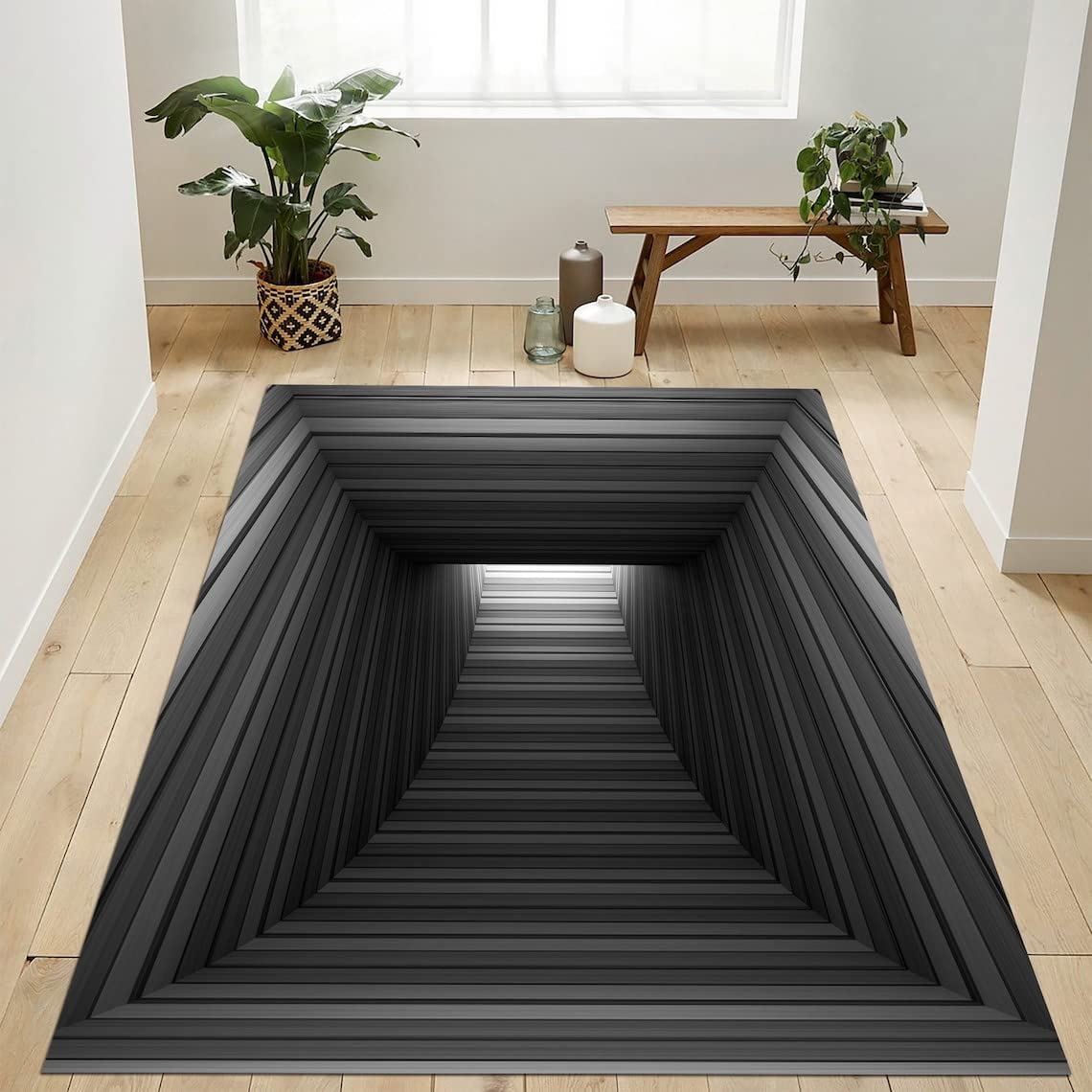 Purple Rectangular 3D Vortex Illusion Rug for Modern Home Decoration: A Bold and Playful Addition to Your Home Decor