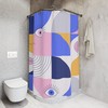 Purple Retro Shapes Shower Curtain, Contemporary Art, Minimalistic Bathroom Curtain, Eyes Design