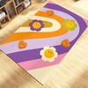 Purple Retro Trippy Smile Rug - Hippie Preppy Wavy Rug, Y2k Groovy Funky Rug, Cute Abstract Rug with 70s Rugs
