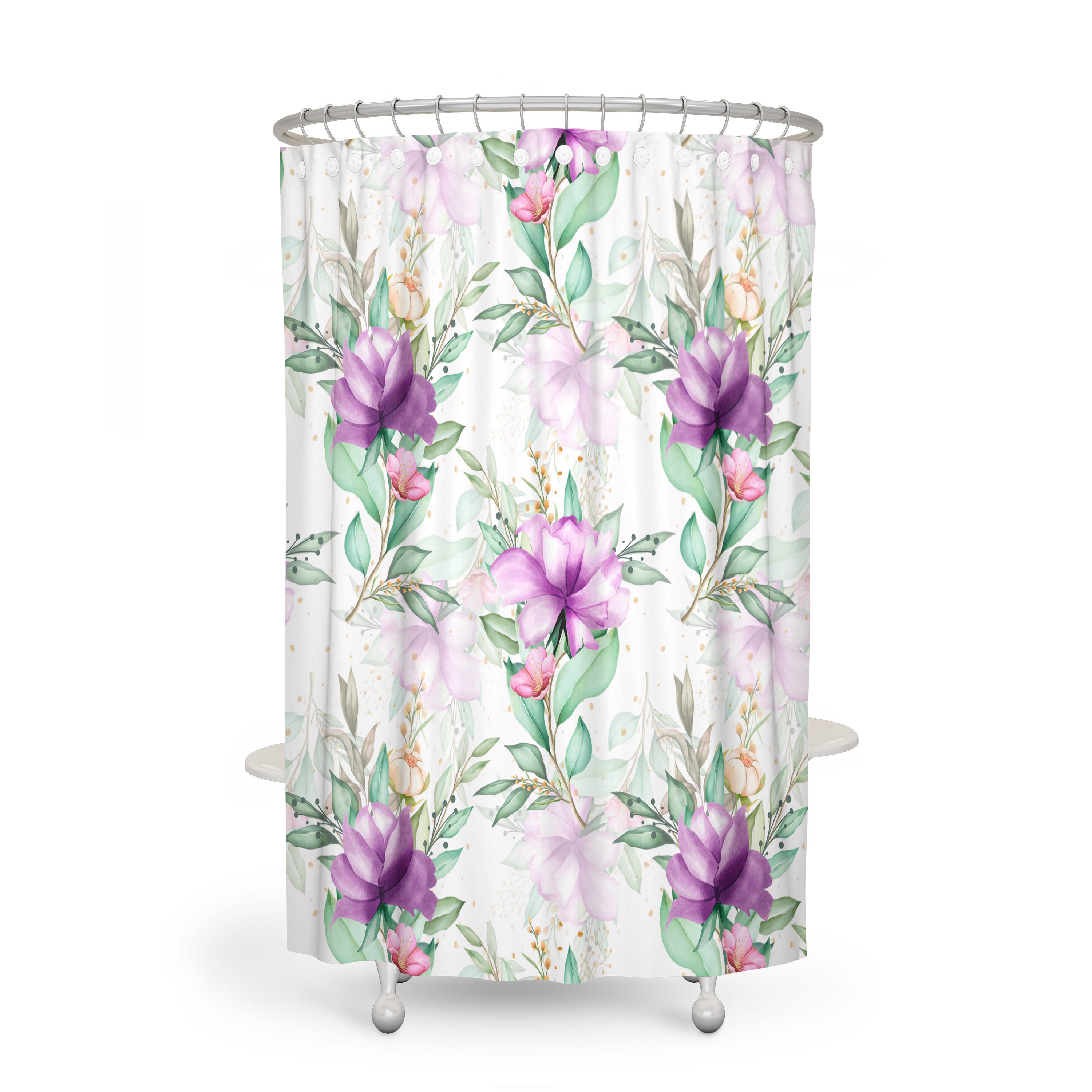 Purple Roses Floral Bathroom Decor Set with Optional Towels and Mat - Image 2