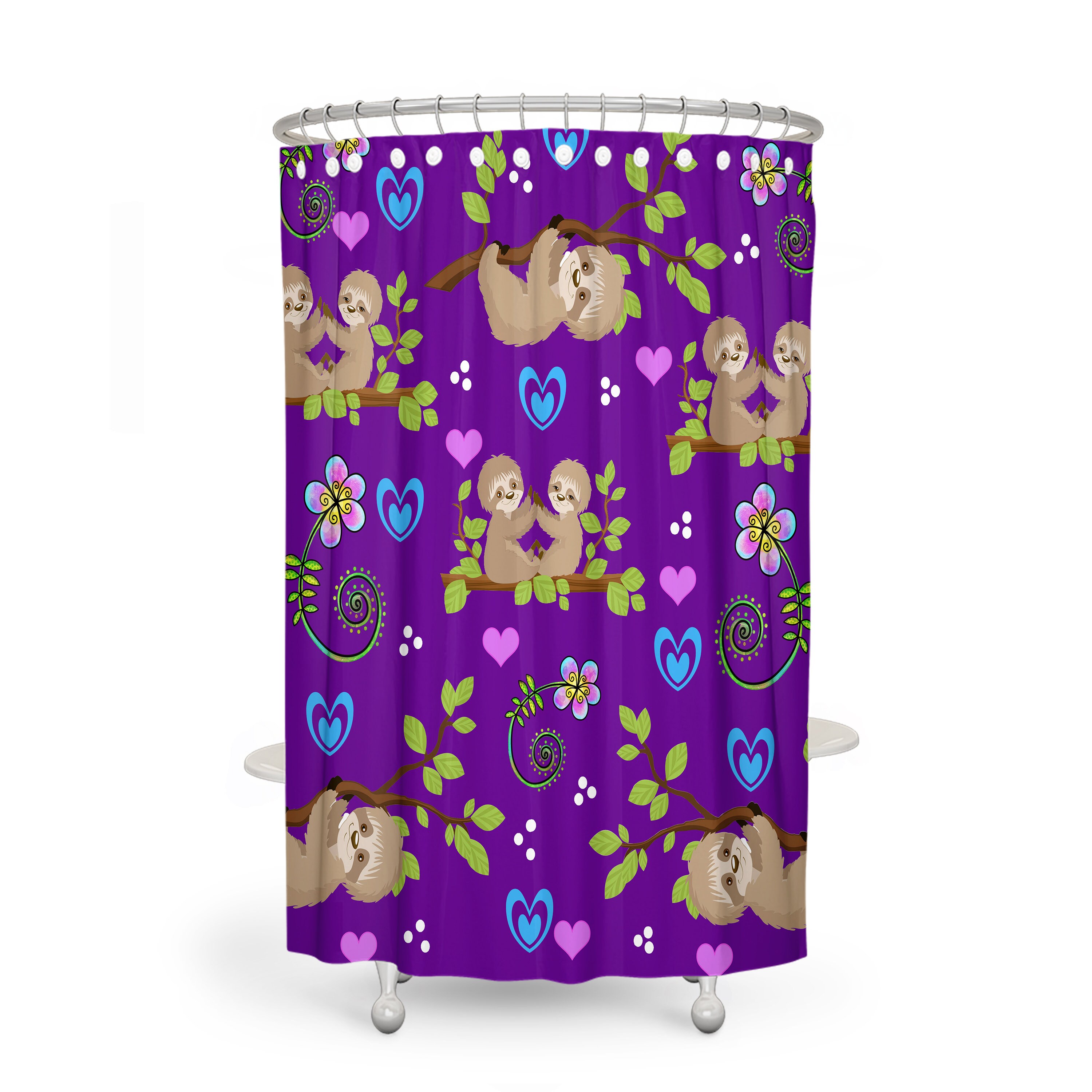 Purple Sloth Disney Shower Curtain or Bathroom Set for a Cute and Playful Kids Bathroom Decor - Image 2