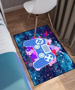 Purple Starry Sky Galaxy Printed Gamer Theme Area Rug for Kids' Room: Enhance Your Home Decor