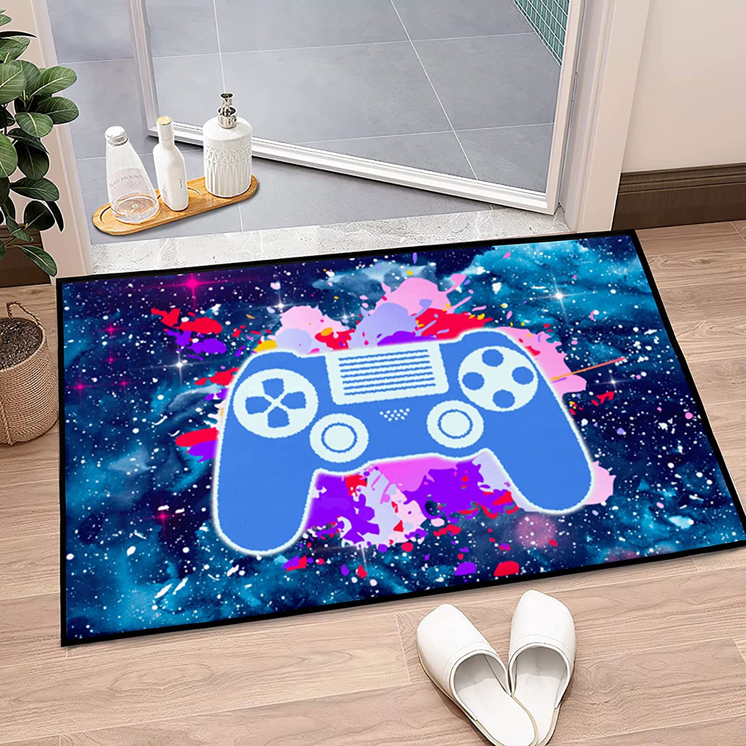 Purple Starry Sky Galaxy Printed Gamer Theme Area Rug for Kids' Room: Enhance Your Home Decor - Image 2
