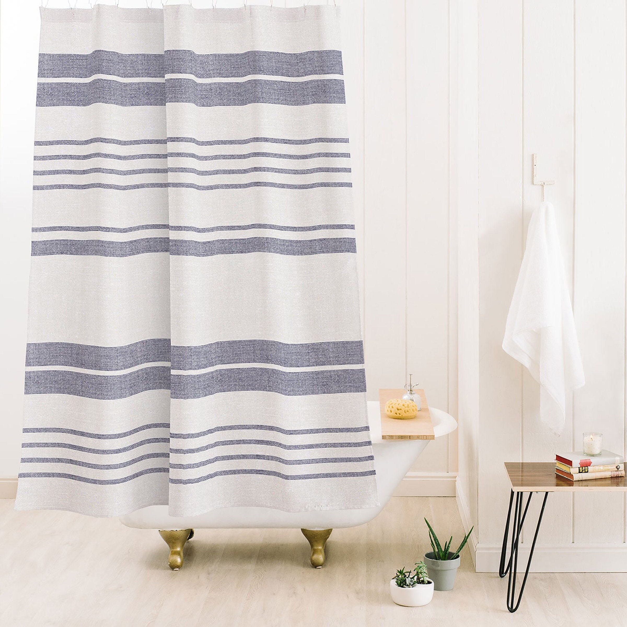 Purple Stripe Farmhouse Shower Curtain for a Perfect Bath Curtain