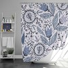 Purple Tulip Shower Curtain | Spring Flower Botanical Pattern | Fabric Bathroom Curtain Mat