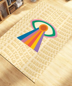 Purple Wavy Hippie Personalized Area Rug - Retro Trippy 70s Groovy, Abstract Funky Cute Rug with Vintage 70s Area Rug
