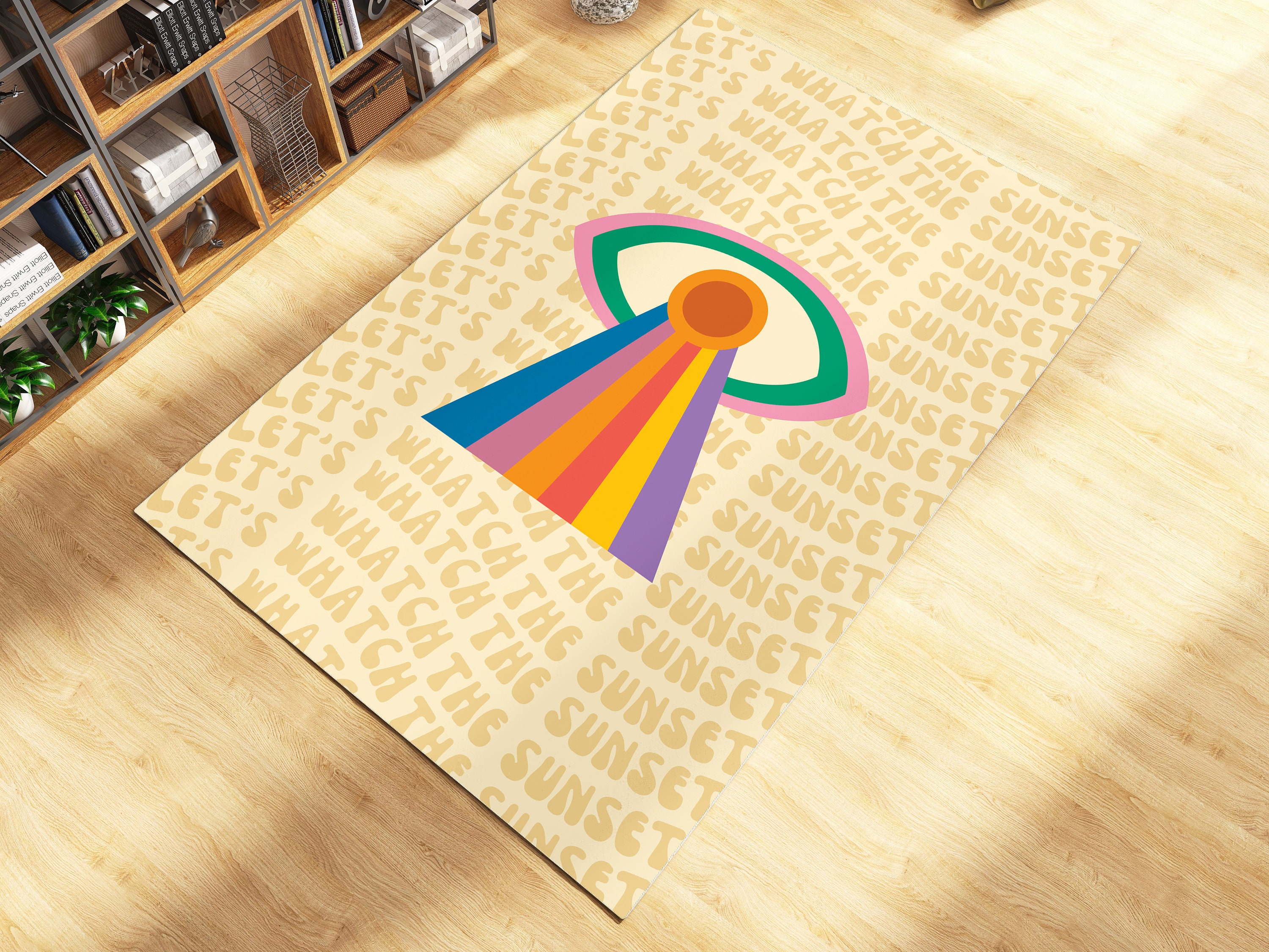 Purple Wavy Hippie Personalized Area Rug - Retro Trippy 70s Groovy, Abstract Funky Cute Rug with Vintage 70s Area Rug