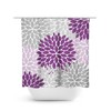 Purple and Gray Unique Shower Curtain, Modern Fabric Bathtub Curtain for Purple Bathroom with Floral Art