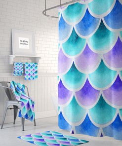 Purple and Teal Mermaid Scale Shower Curtain, Bring a Splash of Color to Your Bathroom