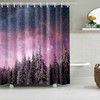 Purple nature star tree landscape Shower Curtain | Starry night in the forest | Fabric Bathroom Curtain